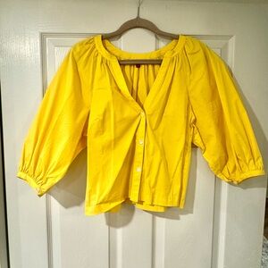STAUD Yellow Button-Up Women's Top